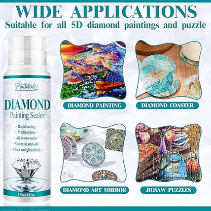 Diamond Painting Sealer, Puzzle Glue Clear, Diamond Painting Accessories with Permanent Fixation and Shining Effect, Diamond Painting Art Glue for 5D Diamond Painting, Puzzle and DIY Crafts (120ml*1)