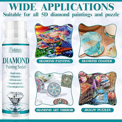 Diamond Painting Sealer, Puzzle Glue Clear, Diamond Painting Accessories with Permanent Fixation and Shining Effect, Diamond Painting Art Glue for 5D Diamond Painting, Puzzle and DIY Crafts (120ml*2)