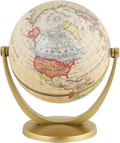 Annova Mini Antique Globe 4-inch / 10 cm - Swivels in All Directions Educational, Decorative, Unique, Small World, Desktop, Vintage (Mini Globe 4")