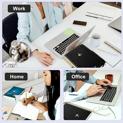 Yoment Leather Spiral Notebooks for Work 5 Subject Notebook College Ruled with Dividers 360 Pages B5 Hardcover Lined Journals for Women Men Writing B5 Size, Black