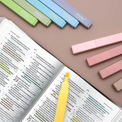 Vitoler Bible Highlighters with Soft Chisel Tip,10Pcs,Aesthetic No Bleed Dry Fast Easy to Hold, Bible Highlighters,Cute Highlighters for School Office Supplies