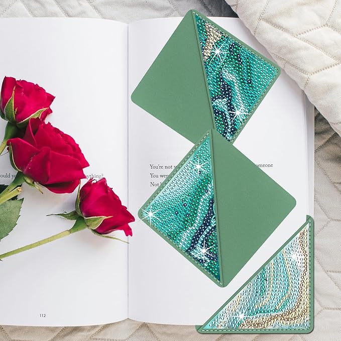 Diamond Art Painting Bookmarks,8Pcs DIY Cute Diamond Art Kits for Adults, Corner Bookmarks Small Crafts Kit for Women Book Lovers (Ocean)