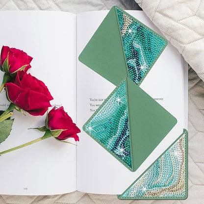 Diamond Art Painting Bookmarks,8Pcs DIY Cute Diamond Art Kits for Adults, Corner Bookmarks Small Crafts Kit for Women Book Lovers (Ocean)