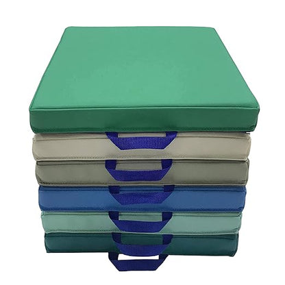 Factory Direct Partners SoftScape 15 inch Square Classroom Floor Cushions with Handles; Flexible Seating for Daycare, Preschool, Playroom; 2 inch Thick Deluxe Foam (6-Piece) - Contemporary, 12228-CT