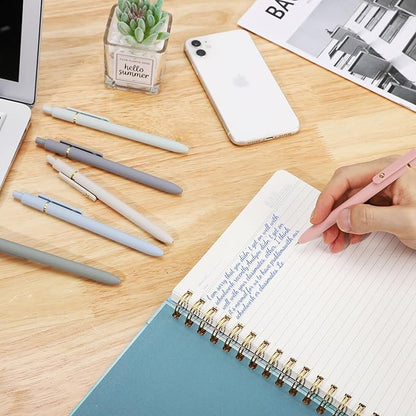 Ddaowanx Gel Pens, 0.5mm Fine Point Quick Dry Blue Ink Pens Retractable, Cute Colorful Barrel Smooth Writing Pen, Aesthetics Gifts for Women Men (6 Pcs-Blue Ink)