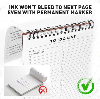 To Do List Notepad 6 Pack: Has Multiple Functional Sections - 5.2 x 8" 35 Sheets - Spiral Daily Planner Notebook - Task CheckList Organizer Agenda Pad for Work, Note and Todo Organization
