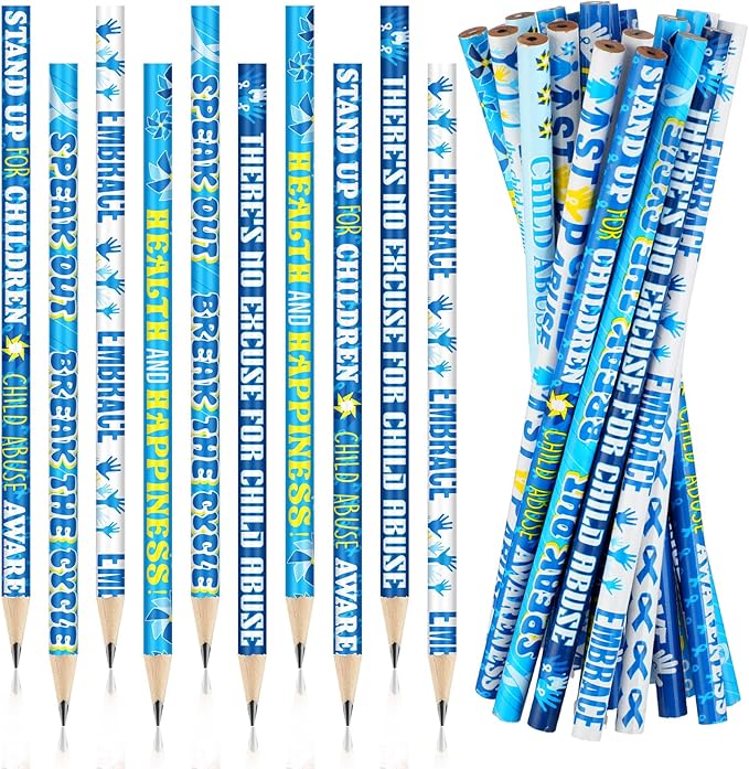 Frienda 200 Pcs Bulk Child Abuse Awareness Pencils Blue Windmill Abuse Pencils for Mental Health April Child Prevention Month Charity Fundraising Awareness Campaigns Teacher Office Supplies