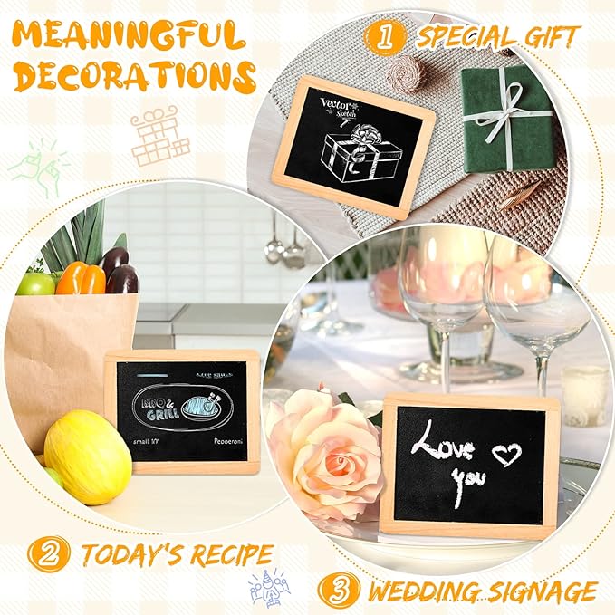 24 Pcs Small Slate Chalkboard Mini Chalk Board with Frames Mini Board Signs School Supplies for Classroom Home Office