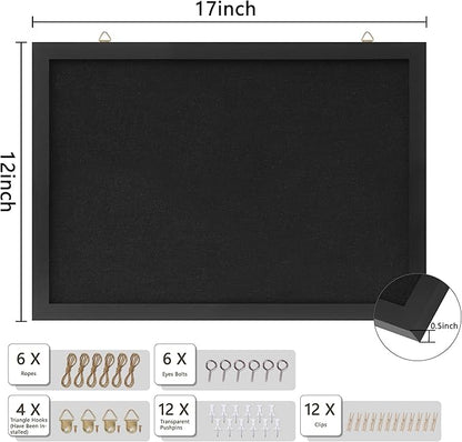 Cork Board with Linen Black 2Pack,Bulletin Board 17"x12", Corkboards for Office Home School Message Board or Vision Board Decoration.