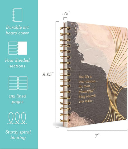 Compendium Spiral Notebook - Your life is your creation... — A Designer Spiral Notebook with 192 Lined Pages, College Ruled, 7.5”W x 9.25”H