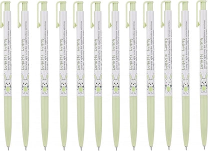 ZEESOON Xeno Lunatic Lunny 0.38mm Slim Ball Point Pen Dozen Box 12 Pcs, Made in Korea (Yellow Green 12pcs)