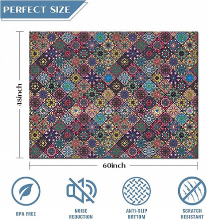 Office Chair Mat for Hardwood Floor Floral Mandala 48"x60" Computer Gaming Chair Mat Anti-Slip Office Rugs Floor Protector for Rolling Chairs Under Desk Rug for Home Office
