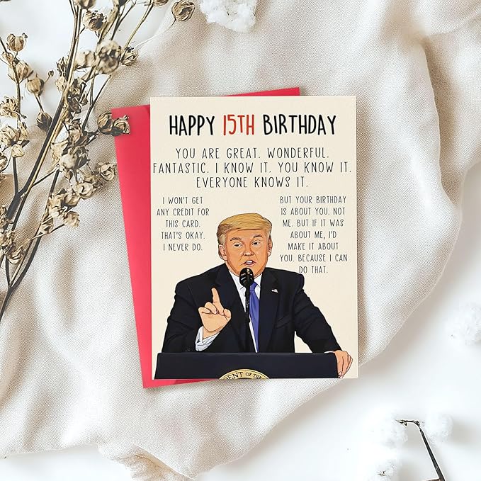 Funny 15th Birthday Card for Him Her, Humorous 15th Birthday Gift for Son Daughter, Happy 15 Year Old Birthday Decorations for Niece Nephew