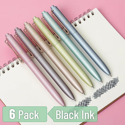 Mr. Pen- Retractable Gel Pens, 6 Pack, Black Ink Gel Pens Fine Point, Metallic Colorful Barrels, Retractable Pens, Gel Ink Pens, Aesthetic Pens for Journaling Fine Tip Pens