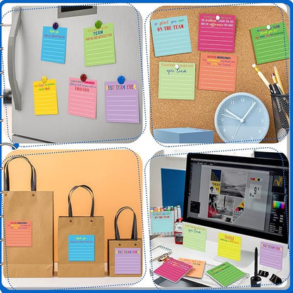Yinder 24 Pcs Team Sticky Notes Team Appreciation Gifts Bulk Employee Coworker Inspirational Sticky Notes Pad Appreciation Gifts for Teacher Nurse Office Supplies 3 x 3''(Dark Color,Appreciation)