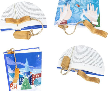 Handmade Wooden Book Page Holder - Wooden Thumb Bookmark - Novel Reading Accessories, Book Gadgets, Presents for Readers, Book Lovers Gifts, Bookworm (Cherry Natural)