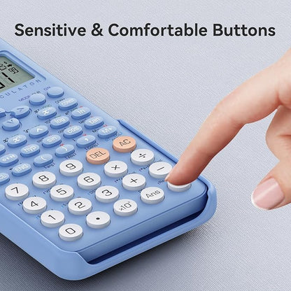 Scientific Calculators School Supplies, ROATEE 401 Functions 2-Line Display with Sliding Cover, Solar Battery Dual Power Kawaii for Middle High School Student and Teacher Dust Resist and Durable