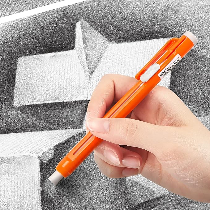 Retractable Mechanical Eraser Pen, Pen-Style Erasers Assorted Color, 4 Pack