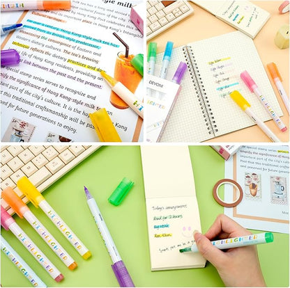 6 Pack Cute Pastel Highlighters Set, Chisel Tip, Highlighters Assorted Colors, No Bleed Bible, Study Journaling, Quick Dry Ideal great for Organizing Coloring School Supplies