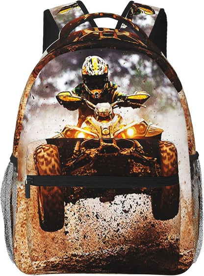 Dirt Quad Bike Backpack Off Road Travel Laptop Backpacks Ruckasck Book Bags School Bag for Boys Girls Kids Childrens Teenager Men Women