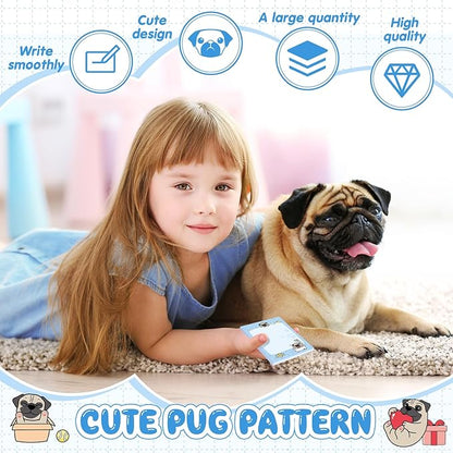 Sabary 9 Pads Sticky Notes 3.15 x 3.94 Inches Cute Self Sticky Note Pads Colored Adhesive Notepad for Memo Reminder Journal Studying Office Home Gift(Pug)