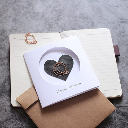 Personalized Initial Copper Card, Copper Initial, Anniversary Card for Her, Couple, Gift for Her (Q)