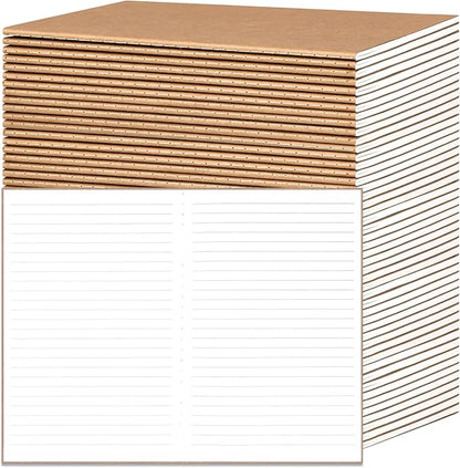 EOOUT 48 Pack A5 Lined Kraft Notebooks, Travel Journals Bulk 8.3x5.5in College Ruled Subject Notebooks 30 Sheets 60 Pages for Writing School Office Supplies