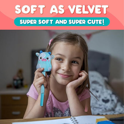 BUNMO Easter Gifts for Girls - Cute Pens - Cute Gel Pens w/Soft Grip & 6 Refills - Gifts for Tweens- Girls Easter Basket Stuffers - Fun Writing for Kids - Gift for Teens - Plush 3 Pack