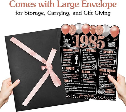 Zirtorei Large 40th Birthday Card With Envelope for Women, Back in 1985 Big 40th Birthday Greeting Card Gifts, Rose Gold Happy 40 Birthday Giant Guest Book, Jumbo Forty Bday Decorations Party Supplies