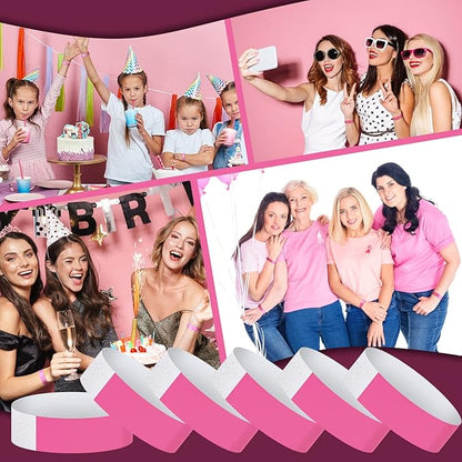 600 Packs Paper Wristbands for Events Neon Party Wristbands Colored Waterproof Paper Club Arm Bands Lightweight Identification for Concert Bar Entrance Admission(Pink)
