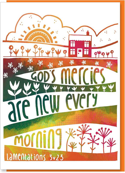 Christian greeting cards with Scripture, 9 in this pack of thinking of you cards religious, blank inside, hand drawn by British artist Jacqui Grace (Multicolored / CH438)