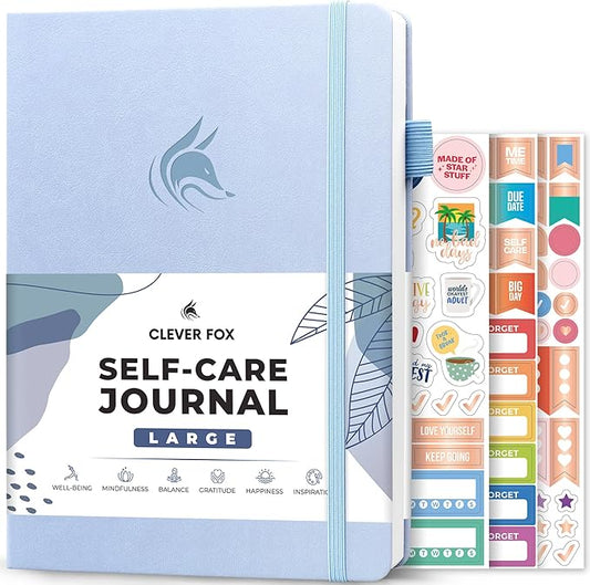 Clever Fox Self-Care Journal – Wellness & Daily Reflection Notebook – Mental Health & Personal Development Journal – Self-Care, Meditation & Mood Journal for Women & Men – Large (Periwinkle)