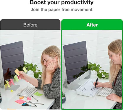 Wedge Desk Whiteboard Dry Erase Board, Glass Desktop Whiteboard with Storage - The Perfect Desk Board and Desk Buddy for Home, School and Office Accessories (White)