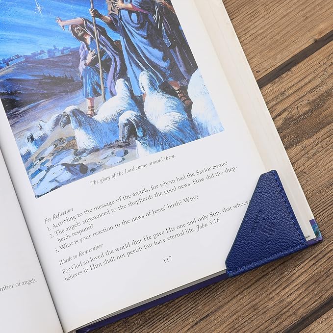 3 Pieces Leather Bookmarks Handmade Page Marker for Men Women, Faux Leather Page Clips Corner Book Markers for Teachers Gift for Writers Bookworm Book Lovers (06-Blue)