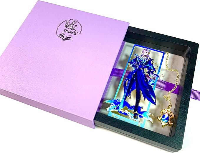 Genshin Impact Neuvillette Metal Bookmark - Anime Figure Merch with 3D Display Box - Birthday Gifts for Fans Friends Gamer Book Lovers - Zllada