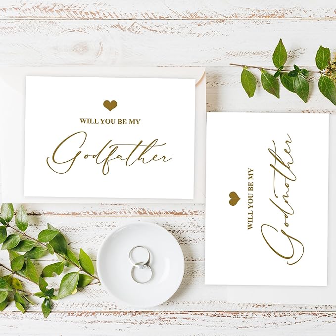 LADY&HOME Set of 2 Godparents Proposal Cards with Envelope,Will You Be My Godfather/Godmother Card Godparents Proposal Gift (C2:Godfather & Godmother)