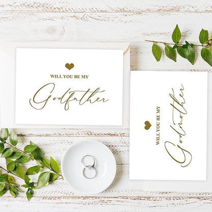 LADY&HOME Set of 2 Godparents Proposal Cards with Envelope,Will You Be My Godfather/Godmother Card Godparents Proposal Gift (C2:Godfather & Godmother)