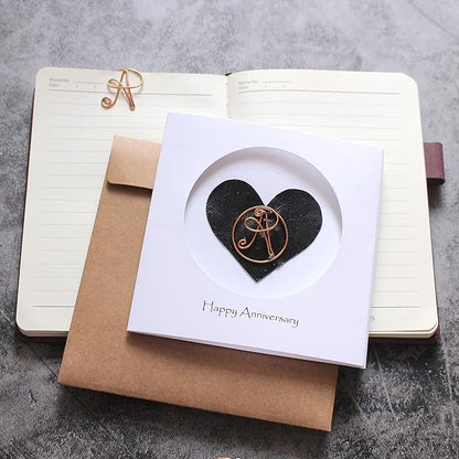 Personalized Initial Copper Card, Copper Initial, Anniversary Card for Her, Couple, Gift for Her (A)