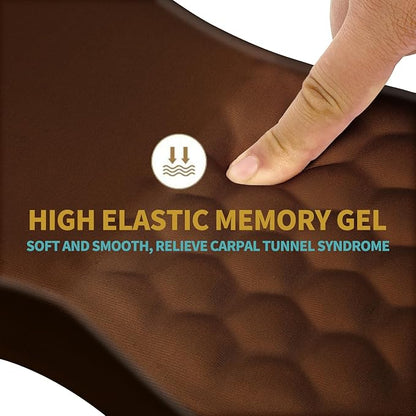 Hokafenle Ergonomic Mouse Pad Wrist Support with Massage Design, Wrist Rest Pain Relief Mousepad with Memory Foam&Non-Slip PU Base, Mouse Pads for Wireless Mouse & Desk (12x8 inch,Brown)