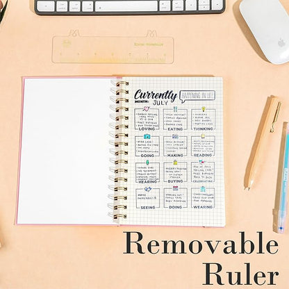 Yoment Graph Paper Notebook A5 Graphing Spiral Notebook 160 Pages Grid Paper Notebook Spiral Bound Pink Hardcover Spiral Journal 5x7 Grid Notebooks for Note Taking, Pink