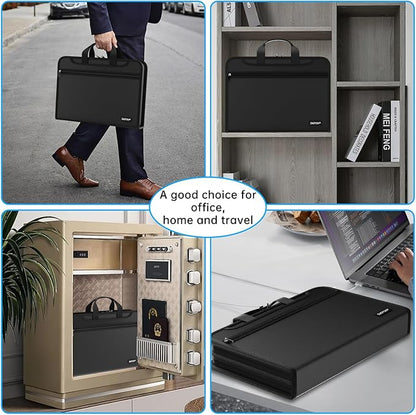 ENGPOW Accordion File Organizer,Fireproof Expanding File Folder with Multi Pockets,25 Pockets Document Organizer with Handle & Labels,Portable Home Travel Safe Storage for Letter A4 Files and More