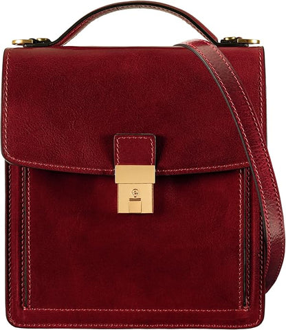 Time Resistance Small Leather Briefcase for Men - Crossbody Bag - Italian Leather Messenger Bag - Gift Box Included