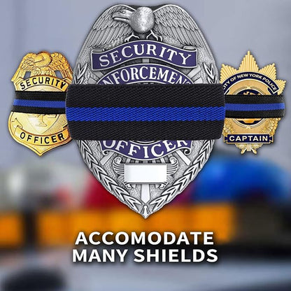 CREATRILL 30 Pack Thin Blue Line Police Mourning Band Stripe Police Officer Badge Shield Funeral Honor Guard Straps for Badge Size of 1.4" to 2.4"