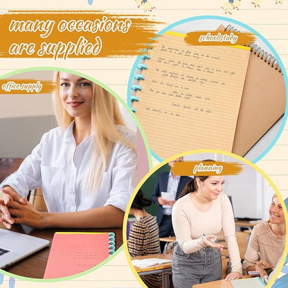 PerKoop 12 Pack 480 Sheets Colored Discbound Refill Paper 8.5 x 11 Inch College Ruled 11 Disc Letter Size Lined Paper Multicolored Refill Notebooks Disc Paper for Refill Paper Journaling (Retro Color)