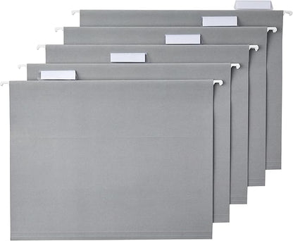 Amazon Basics Sturdy Hanging File Folders, Letter Size, Gray, 25-Pack