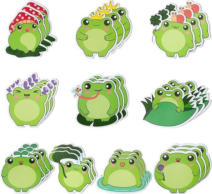 30 Pack Frog Sticky Notes, Total 600 Sheets, Cute Cartoon Frog Self Sticky Notepads Writing Memo Pads Animal Page Marker for Office School Student Birthday Party Favors Goodies Bag Fillers