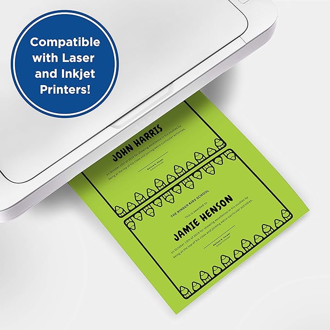 Printworks Neon Cardstock, 65 lb, 5 Assorted Florescent Colors, FSC Certified, 50 Sheets, 8.5” x 11” (00681), Single