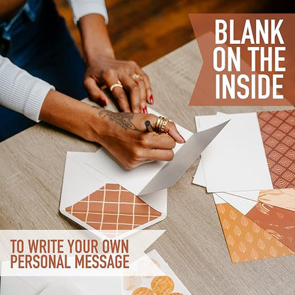 VNS Creations 100 Pack Blank Cards and Envelopes 4x6 - Plain Blank Note Cards with Envelopes & Stickers for All Occasions - Greeting Notes Colored Stationery Set, Assorted Colors - Fall