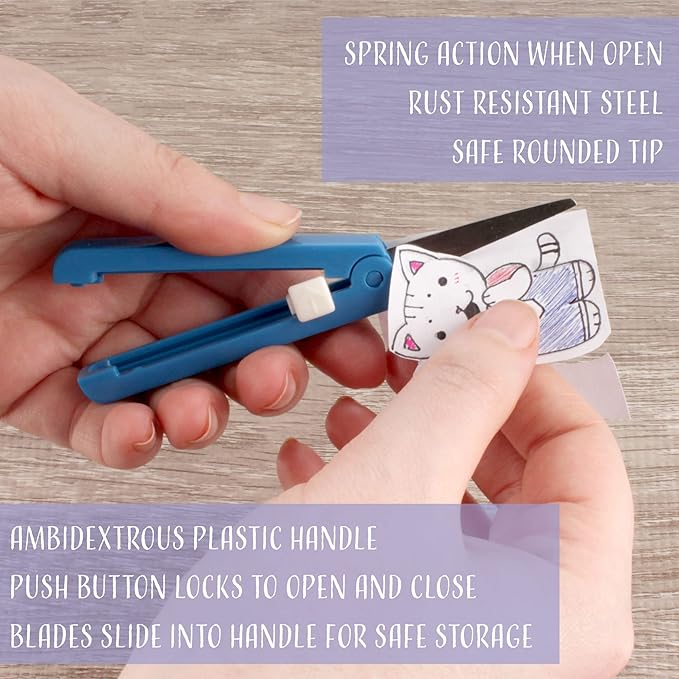 JubileeYarn Push Open Folding Safety Scissors - Grey - 3 Pairs