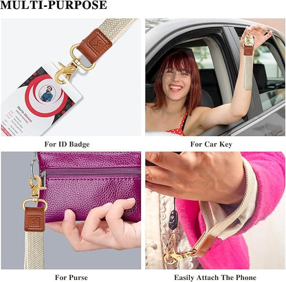 Fishent Stretchy Wristlet Keychain,Braided Cute Wrist Lanyards for Keys, Key Chain Holder for Women Men, Wrist Strap Keychain for Car Keys Phone Camera Wallet ID Badges Card (Starlight)